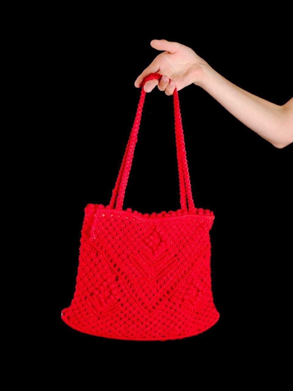 Vintage Red Crochet Shoulder Bag